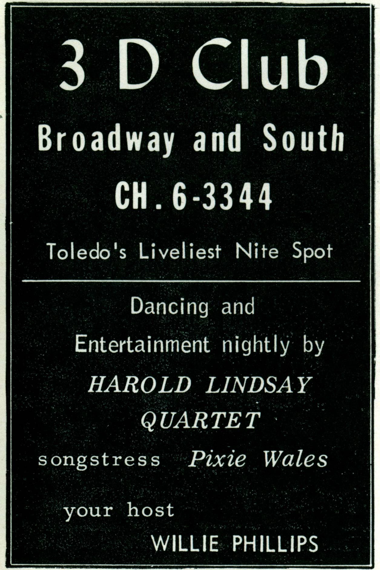Advertisement for the 3D Club